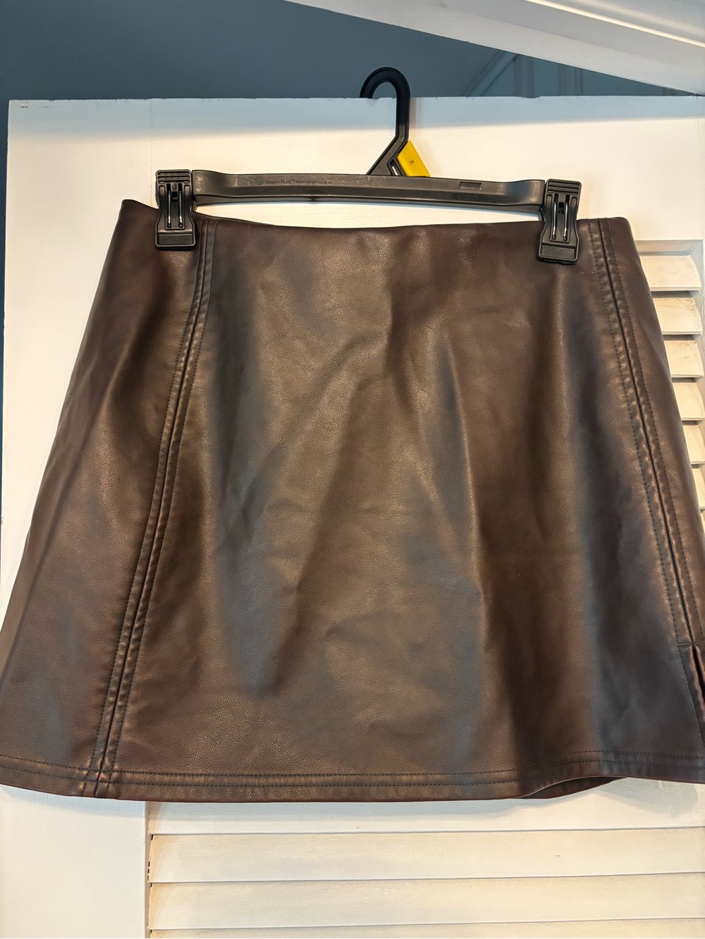 SO Dark Brown Medium Faux Leather A-Line Skirt